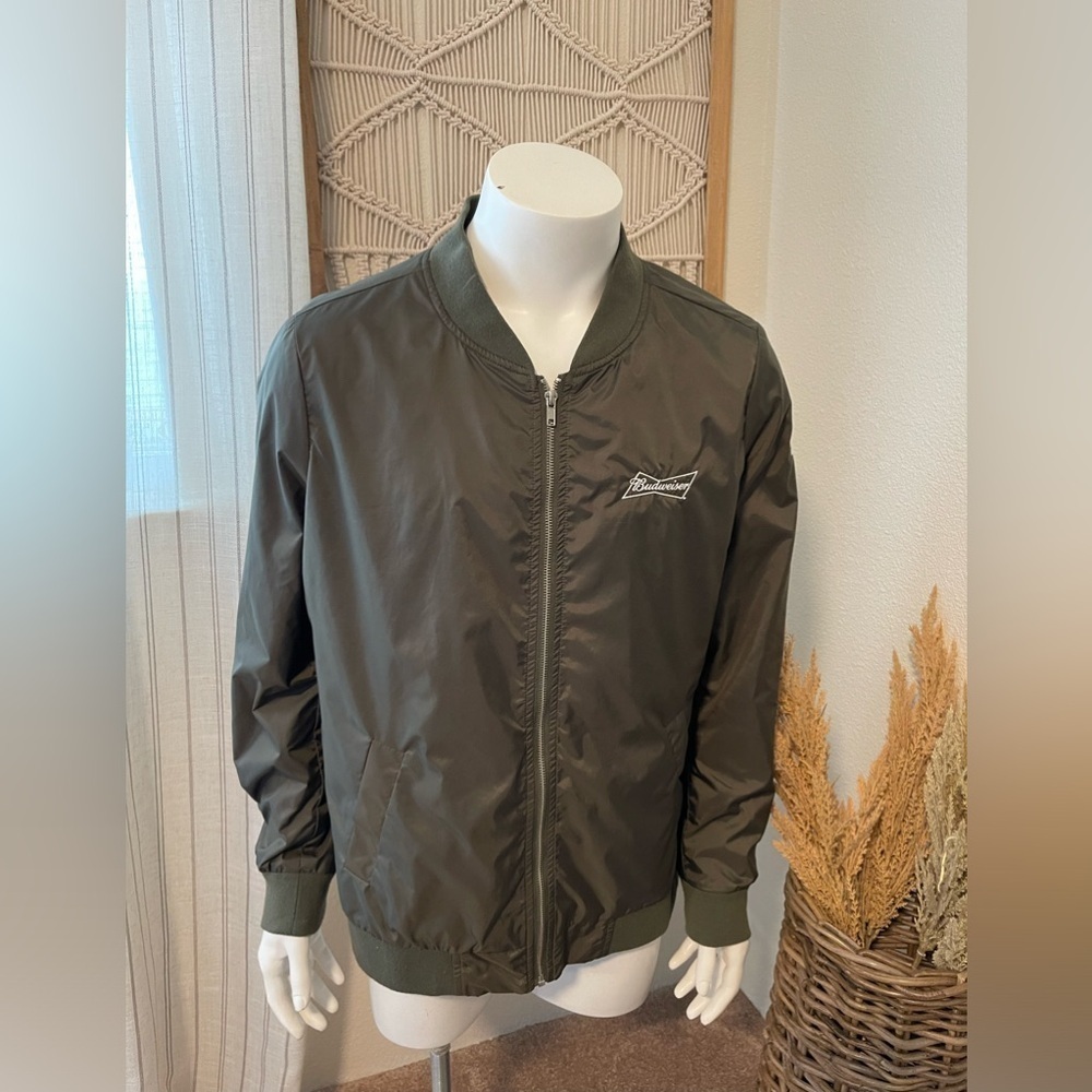 Iconic Budweiser Bomber Jacket Olive Green